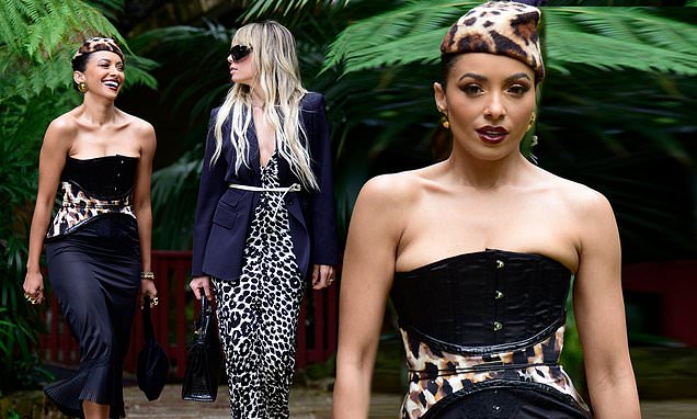 Kat Graham and Erica Pelosini coordinate in animal prints at Chopard's pre-Oscar party in Bel-Air